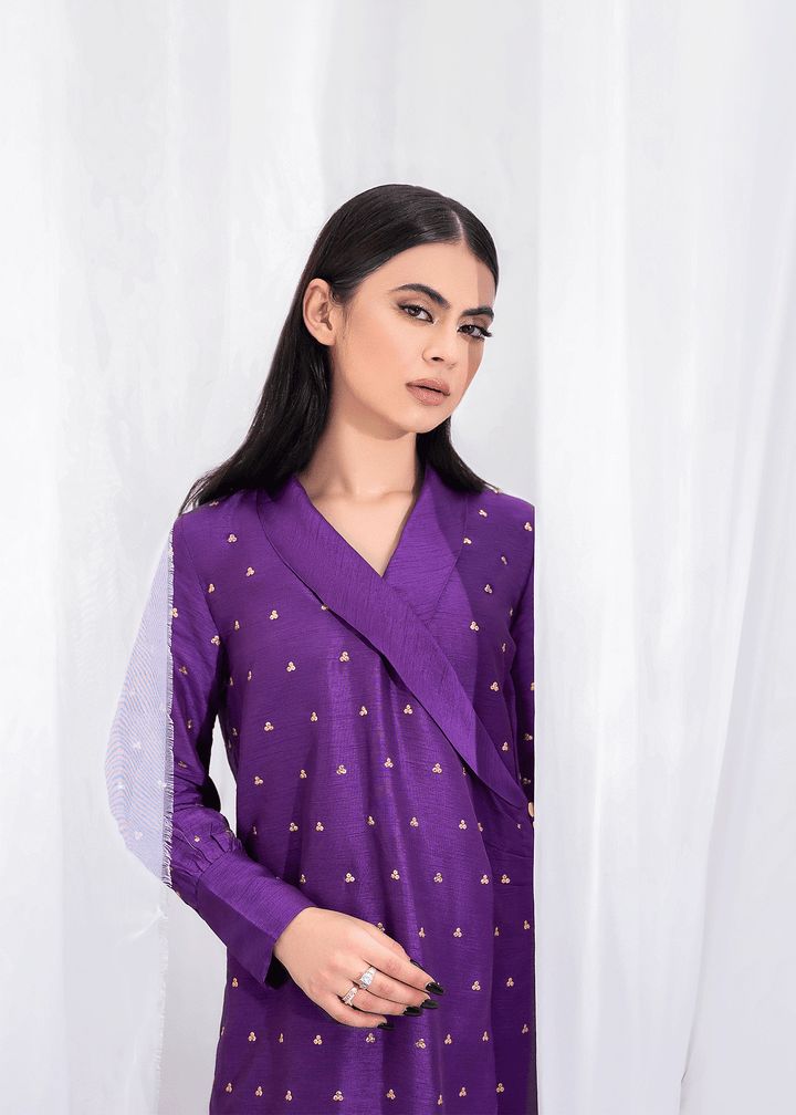 Model Wearing Purple Angarkha shirt -img 4