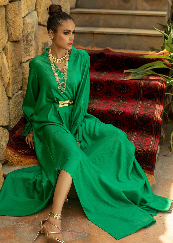 Model Wearing pearl green gown-5