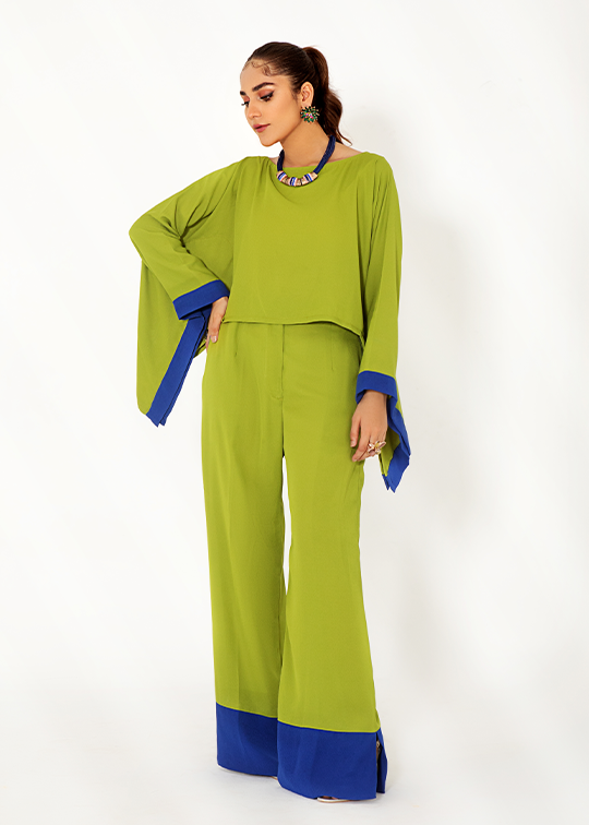 A Model Wearing Lime green  coord set - img 1