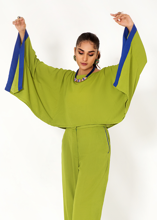 A Model Wearing Lime green  coord set - img 3