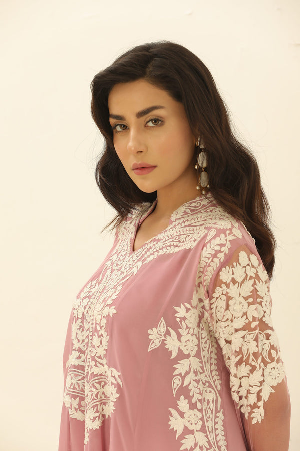 Nisha - Light Pink Suit with White Embroidery