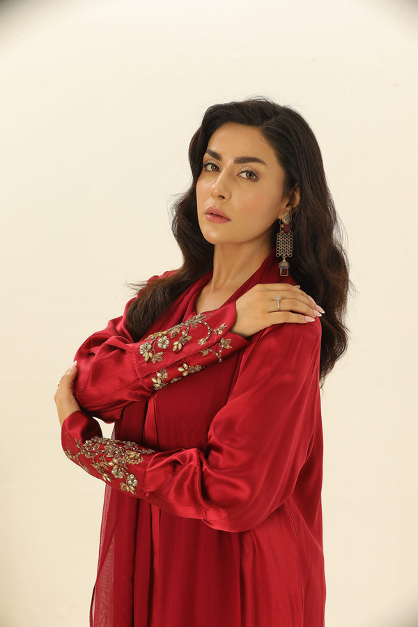 Gul-e-Lala - Red Chiffon Dress