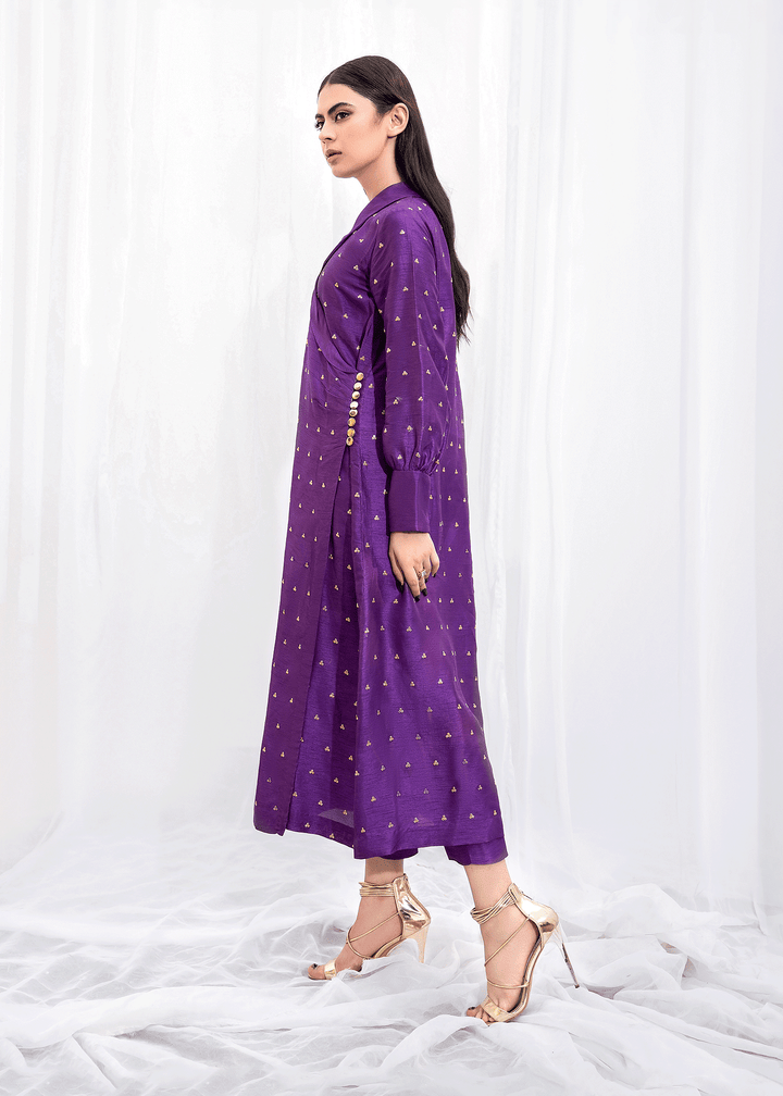 Model Wearing Purple Angarkha shirt -img 2