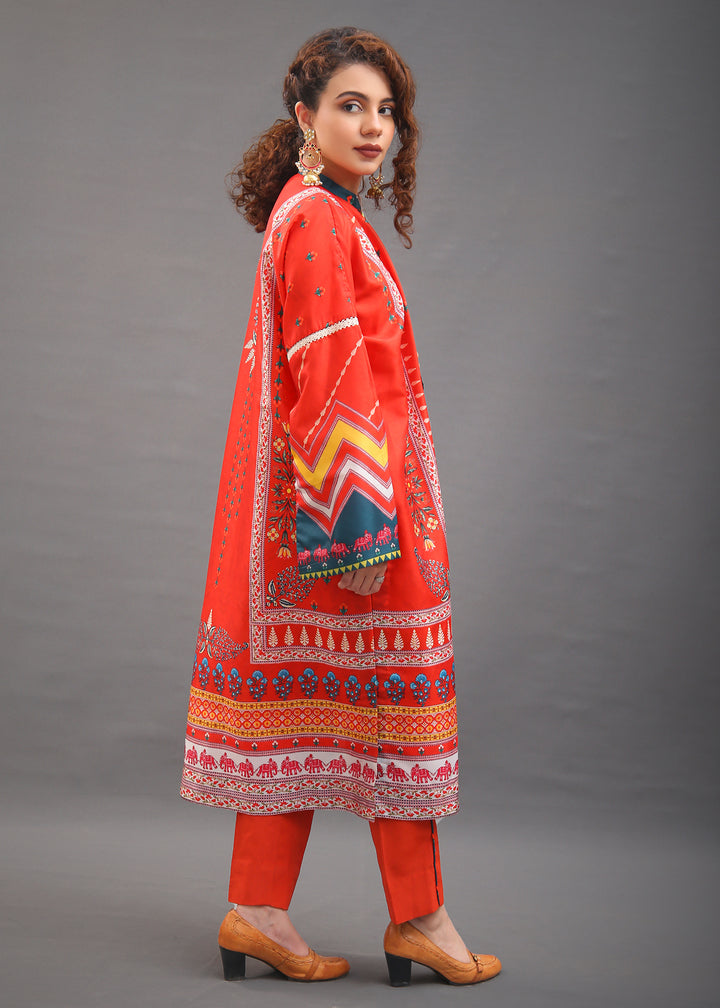 Model wearing red shirt and dupatta -2