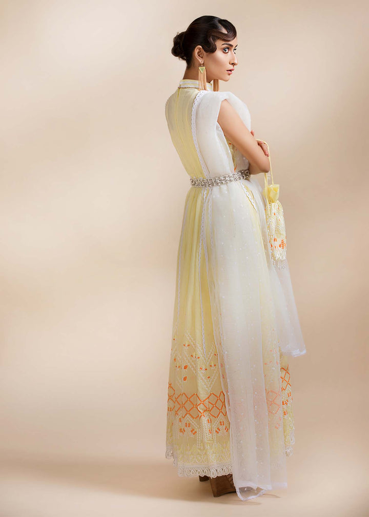 Model wearing Pastel yellow gown -3