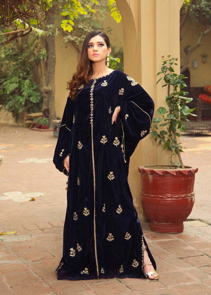 Model wearing Blue kaftan dress-3