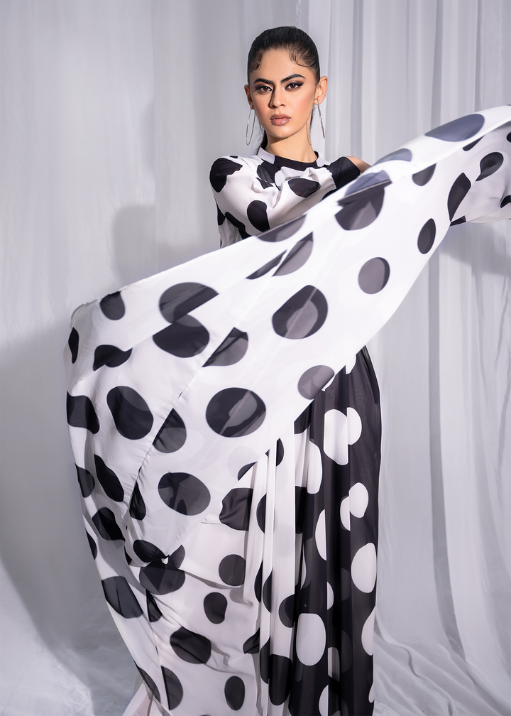 Model wearing Polka Dot Evening Gown - 2