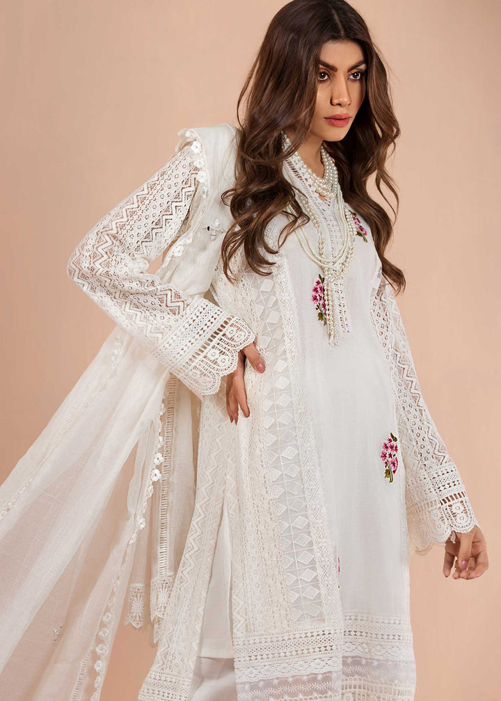 Model wearing White Embroidered Suit-3