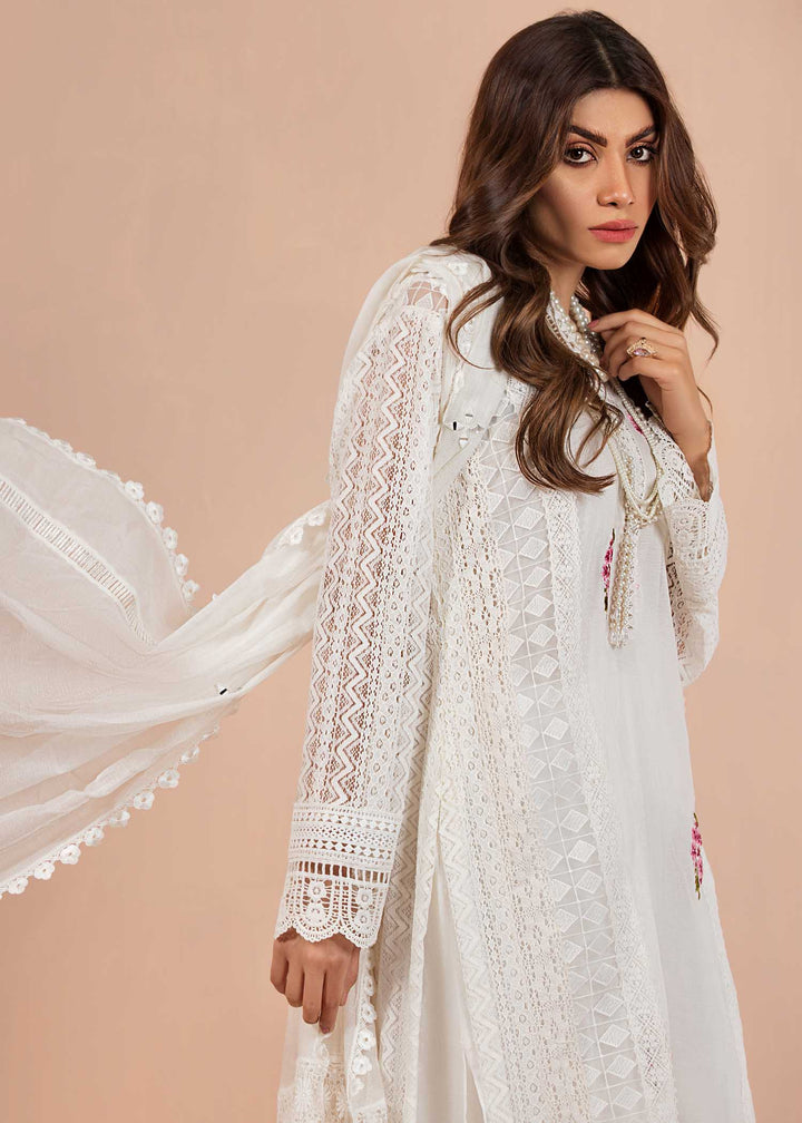 Model wearing White Embroidered Suit-4
