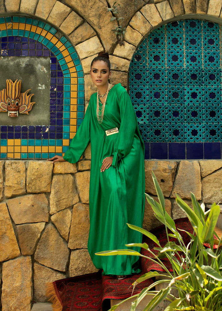 Model Wearing pearl green gown-4